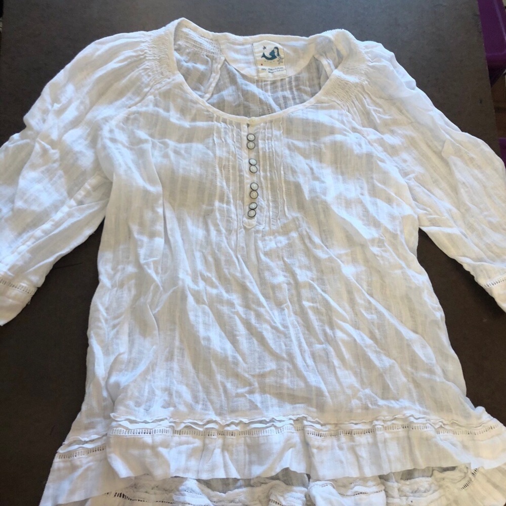 anthropologie || white peasant blouse || size m